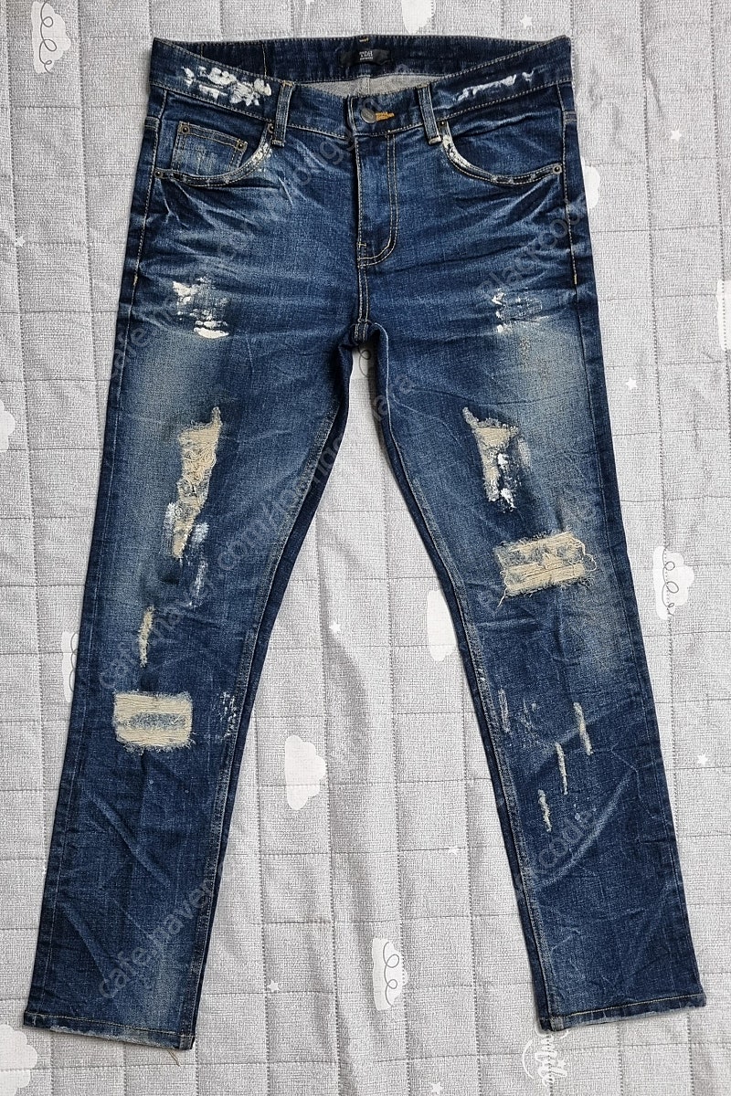 남자 남성 청바지 데님 JEANS TDH 중청 디스트로이드+페인트워싱 M/48 (30~31)사이즈 8천원