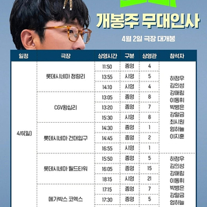 정가양도 // <로비 무대인사> 4월5일~6일 / CGV용산, CGV왕십리