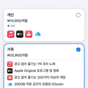 애플 원 Apple One 6개월 가족공유