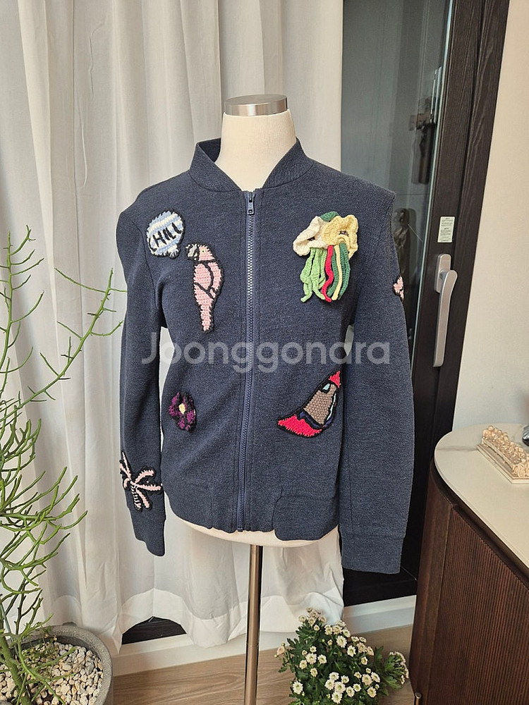 프랑스 미카엘라버거 면캐시미어 패치 집업점퍼--0