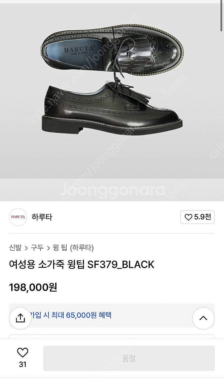 하루타 여성 윙팁 구두 (230size)--0