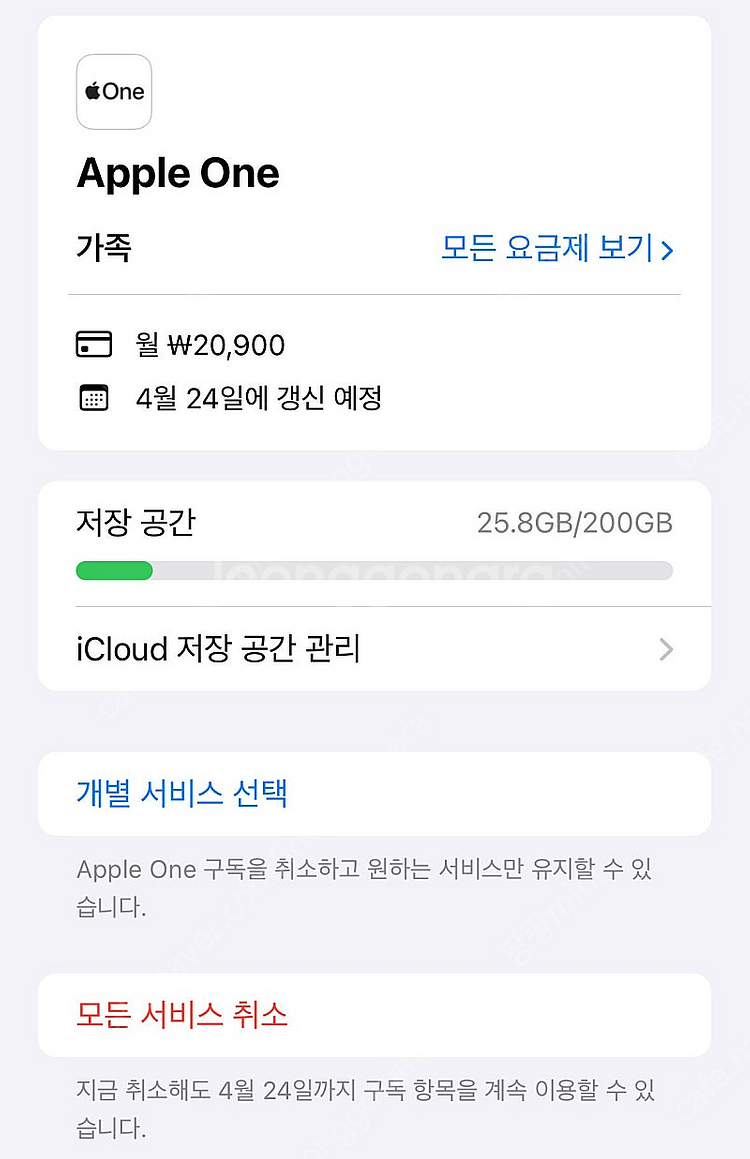 애플원 Apple one 6개월 가족공유--0