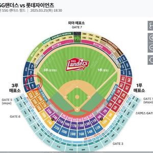 3월 25일(화) SSG VS 롯데 티켓 2장