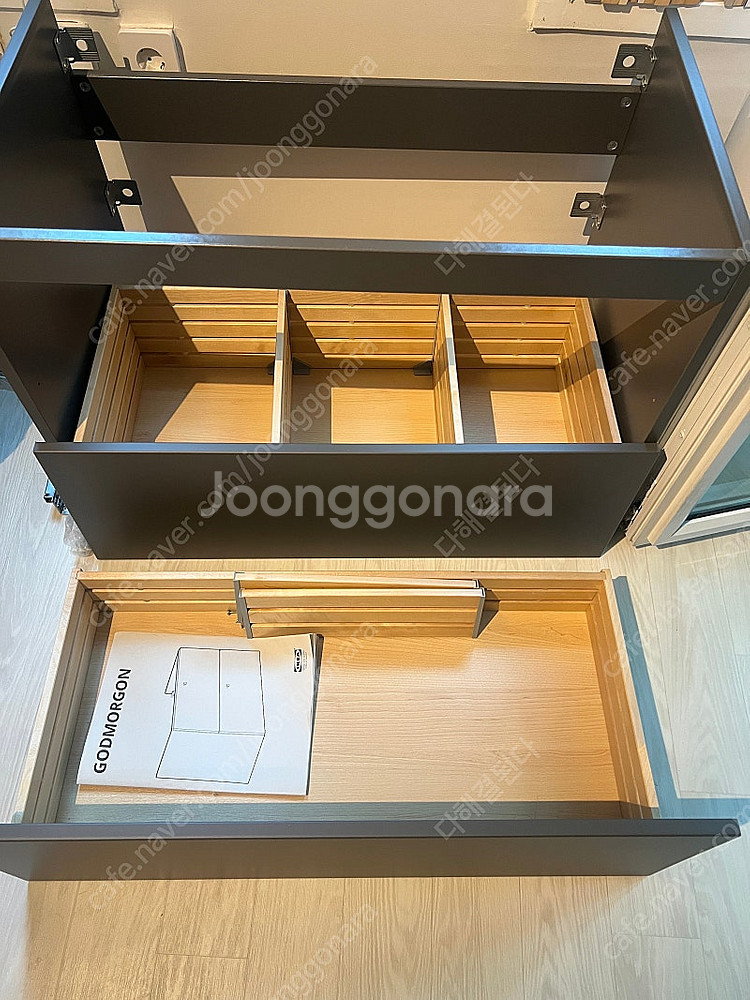 이케아 GODMORGON 고드모르곤 세면대2단하부장, 다크 그레이, 80x47x58 cm--0