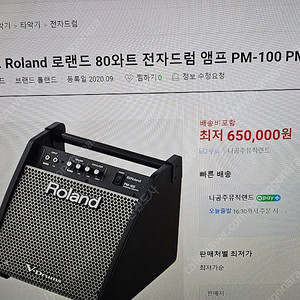 롤랜드 Roland 로랜드 80와트 전자드럼 앰프 PM-100