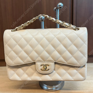 샤넬 클래식 캐비어 아이보리 가로30 점보