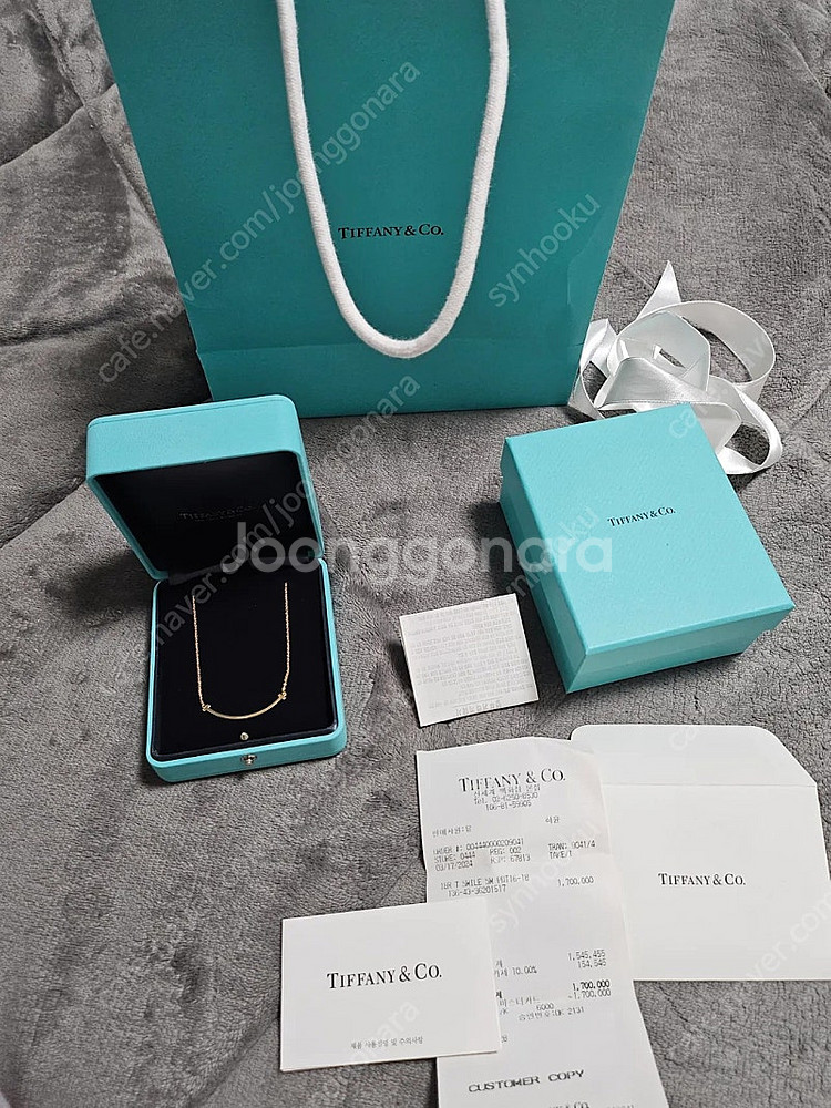 티파니앤코 스마일 목걸이 스몰 로즈골드 판매합니다.--1