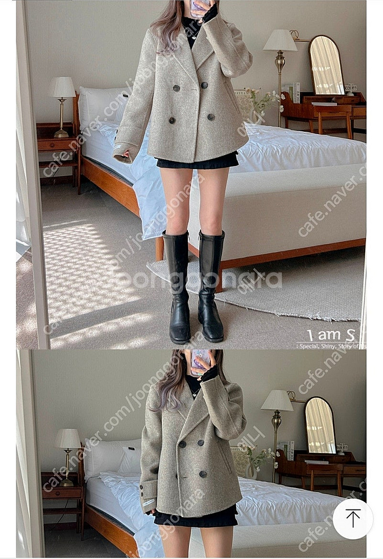 키작녀 여성 하프코트(핸드메이드)S/블랙색상 판매--2