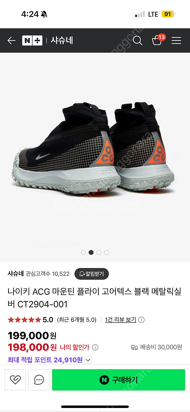 나이키 등산화 ACG 마운틴 플라이 고어텍스 (박스포함...--1