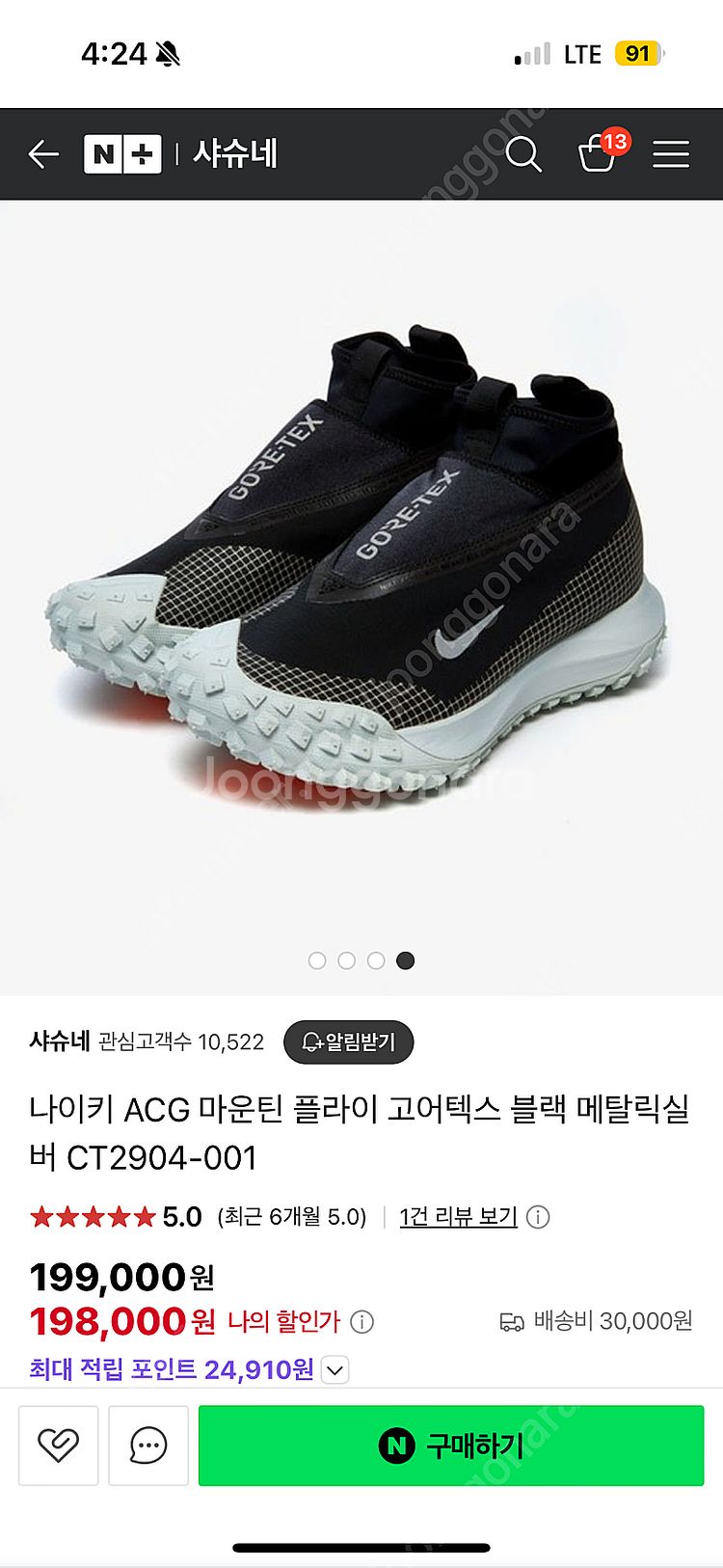 나이키 등산화 ACG 마운틴 플라이 고어텍스 (박스포함...--3
