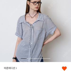 마론에디션 블루체크 스트링 셔츠 블라우스