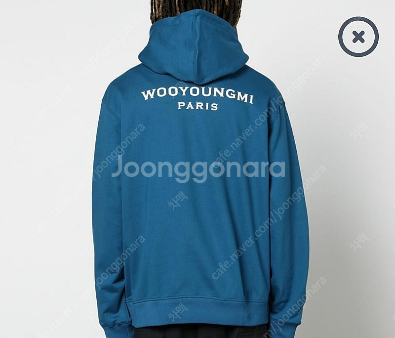 우영미 백로고 후드티 블루 48size--1