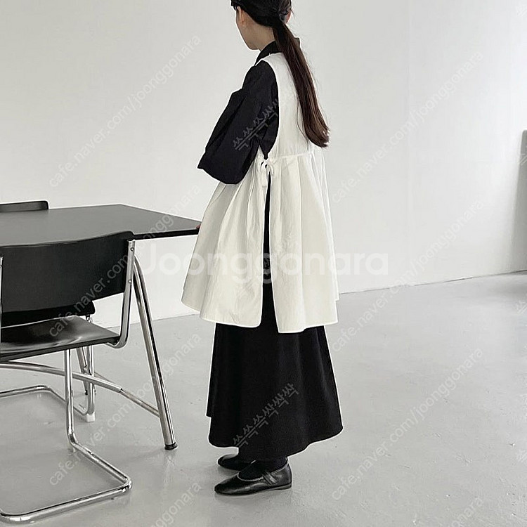 이데알레 사이드 매듭 베스트조끼 원피스 화이트 프리사이...--1