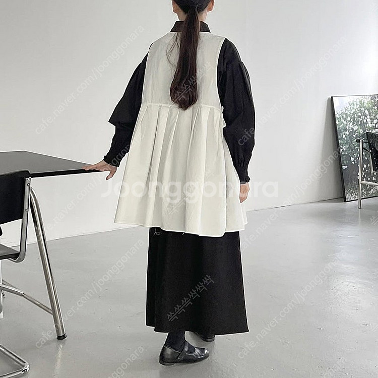 이데알레 사이드 매듭 베스트조끼 원피스 화이트 프리사이...--2