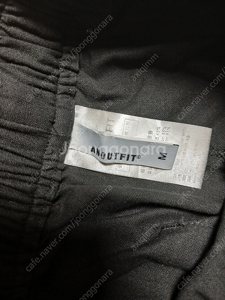 수아레 린넨 라이크 세미 와이드 밴딩 팬츠 블랙--2