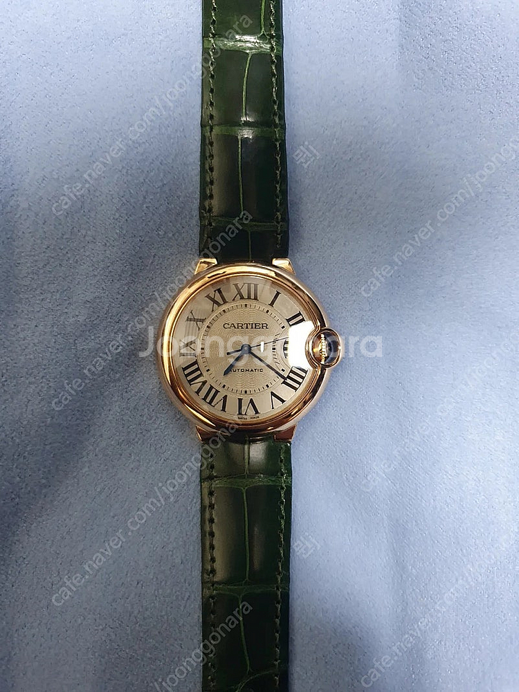 까르띠에 발롱블루 18k 로즈골드 금통 오토 36mm--0