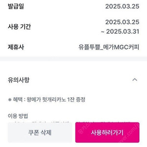 메가커피 왕메가 헛개리카노 3월까지. 에눌 문의는 답 안합니다