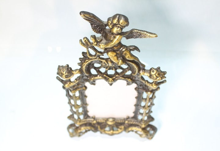 영국 엔틱 아기천사 황동 사진 프레임 액자 세트 이미지
