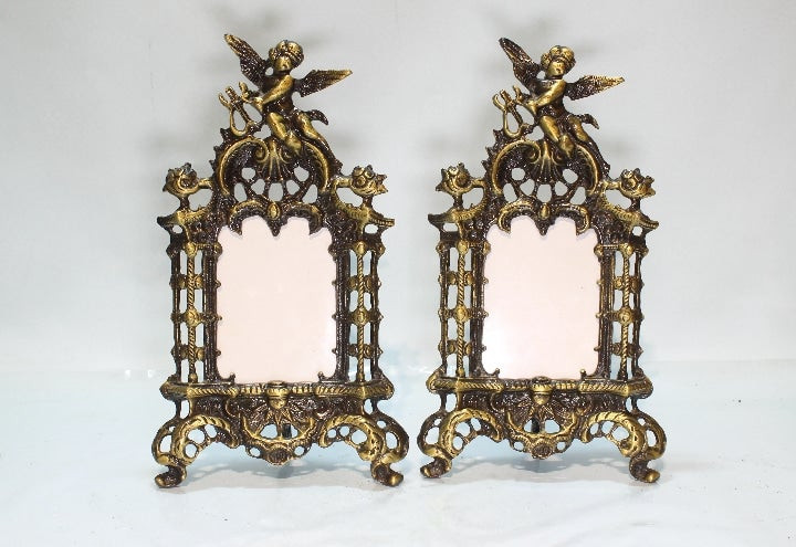 영국 엔틱 아기천사 황동 사진 프레임 액자 세트 이미지