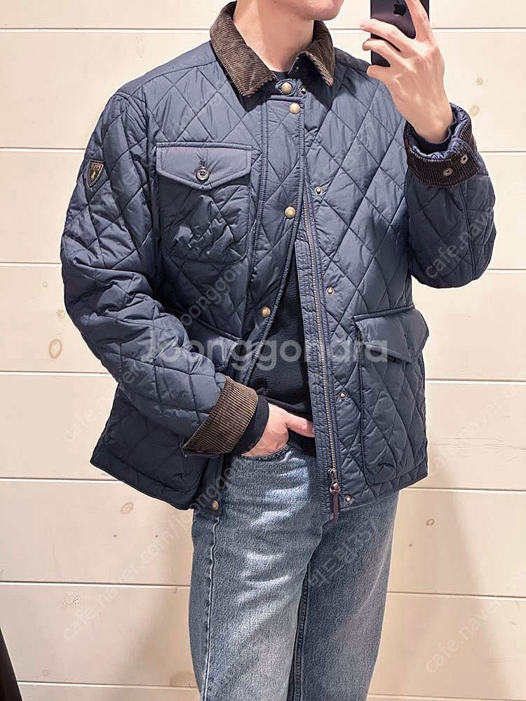 폴로 퀼팅패딩 코듀로이 카라 24fw M 네이비 (새제...--3