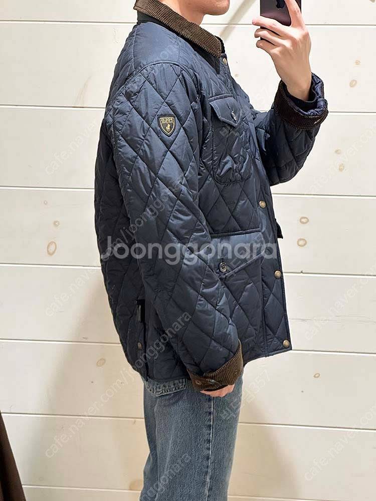 폴로 퀼팅패딩 코듀로이 카라 24fw M 네이비 (새제...--4