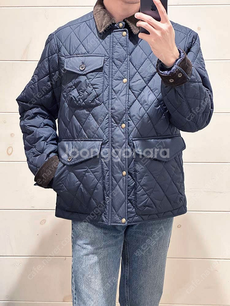 폴로 퀼팅패딩 코듀로이 카라 24fw M 네이비 (새제...--5