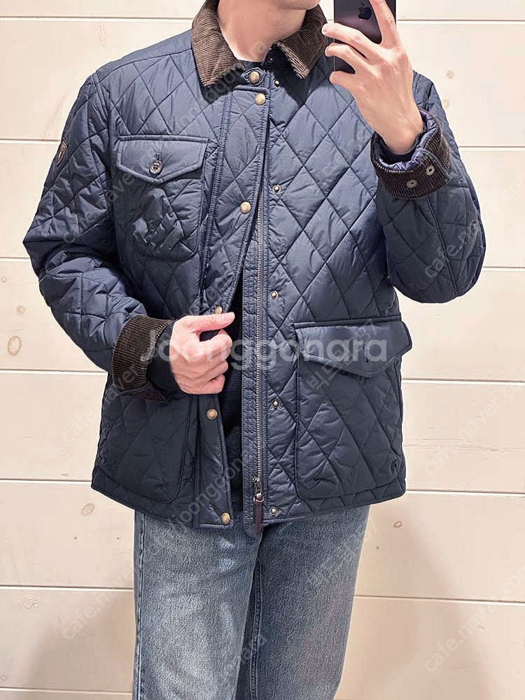 폴로 퀼팅패딩 코듀로이 카라 24fw M 네이비 (새제...--6