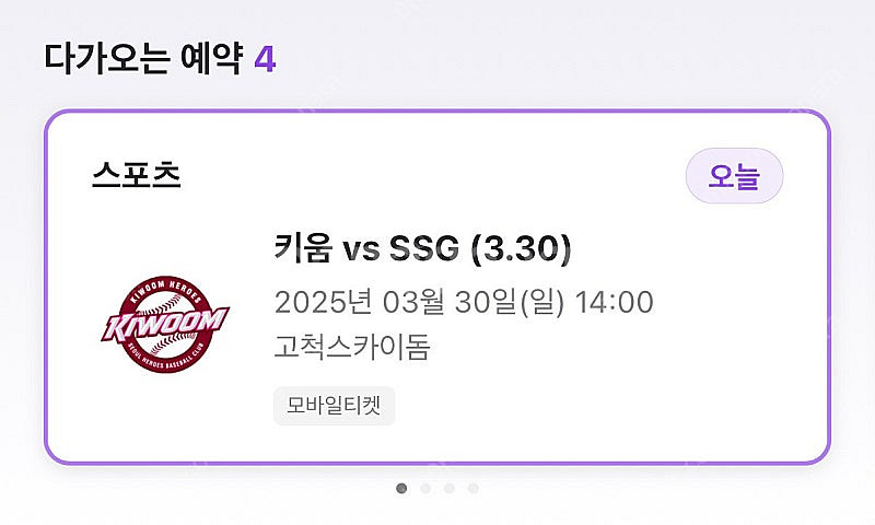 3/30 키움 vs ssg 1루 다크버건디 정가양도--0
