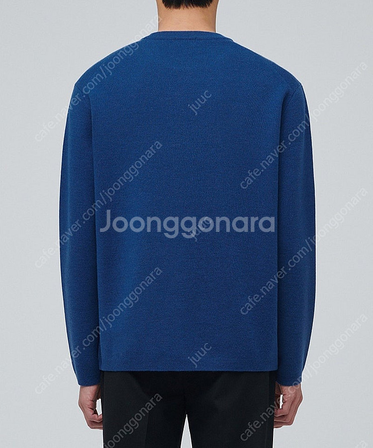 무신사 스탠다드 미니멀 크루넥 니트 블루xl--1