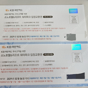 소노호텔 워터파크 입장권 2매 팝니다.