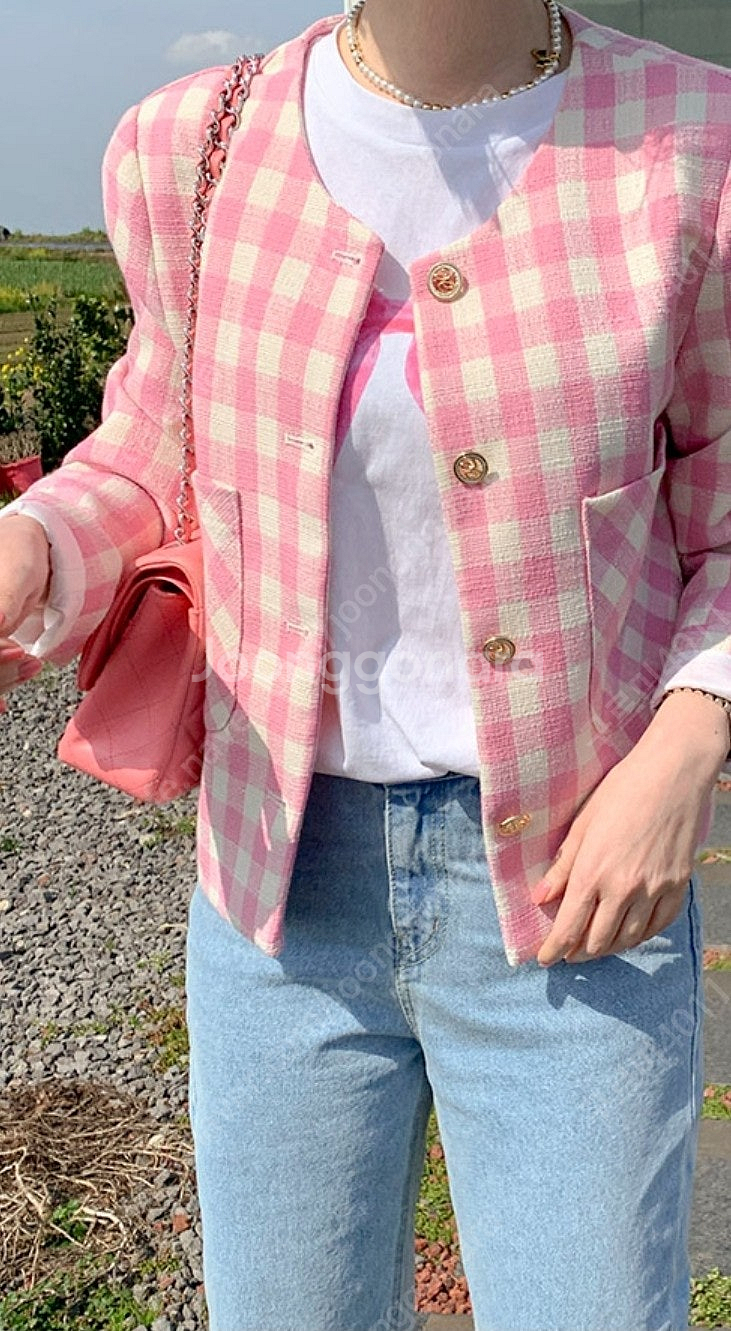 (새상품)코코블랙 프랑 체크 자켓--0
