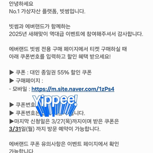 빗썸 에버랜드 쿠폰 판매 솜미포함