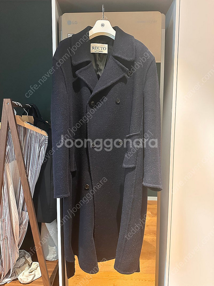 렉토 24FW 핸드메이드 쿠세 오버사이즈 코트 네이비 ...--1