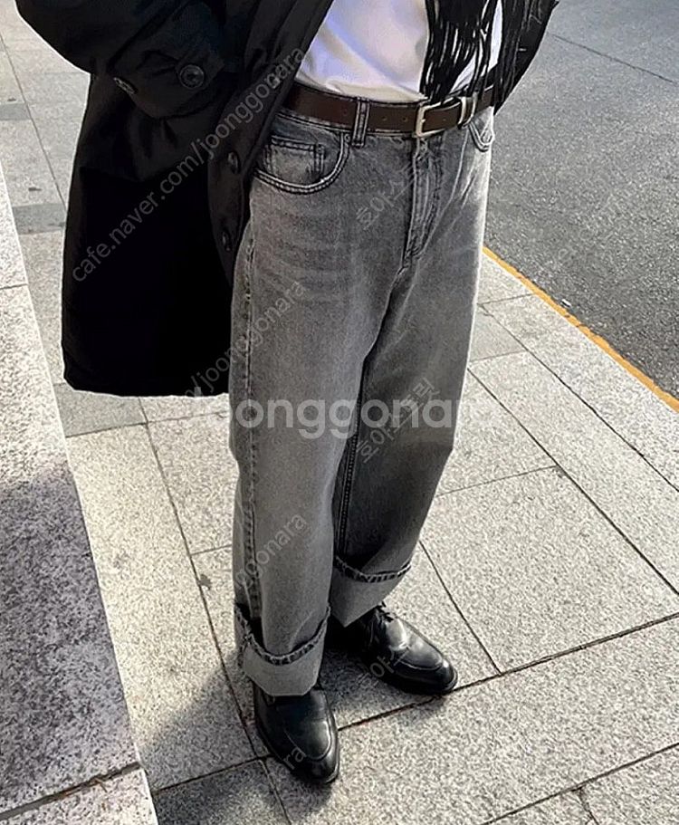 딥 그레이 세미와이드 청바지 팬츠--2
