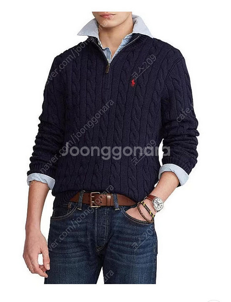 폴로 하프집업 스웨터 정품 네이비 M--0