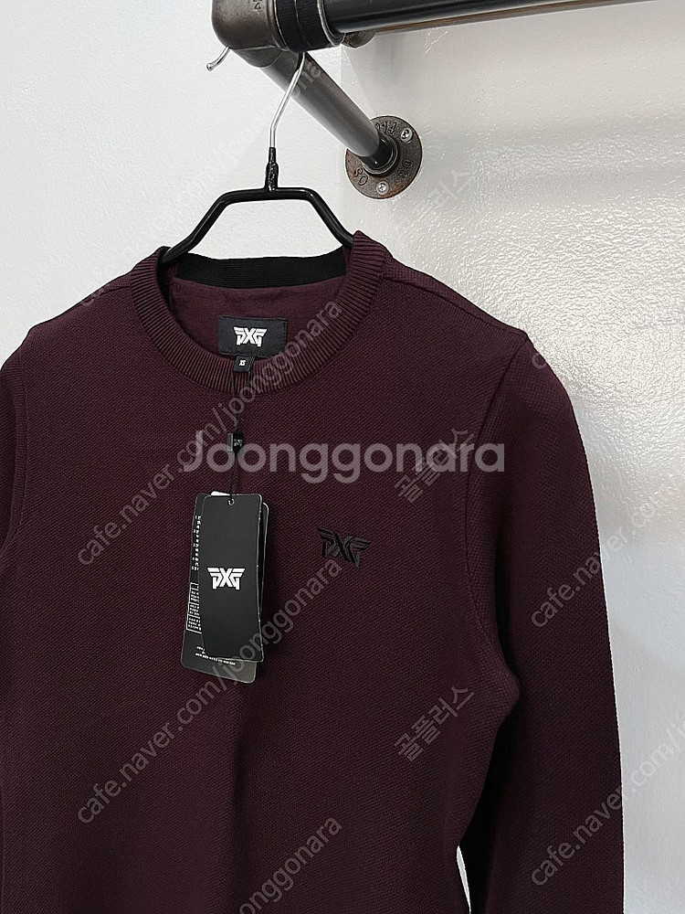 [새제품](44/xs) pxg 버건디 밑단 트임 크루넥...--0