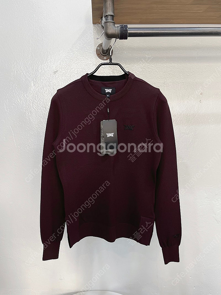 [새제품](44/xs) pxg 버건디 밑단 트임 크루넥...--1
