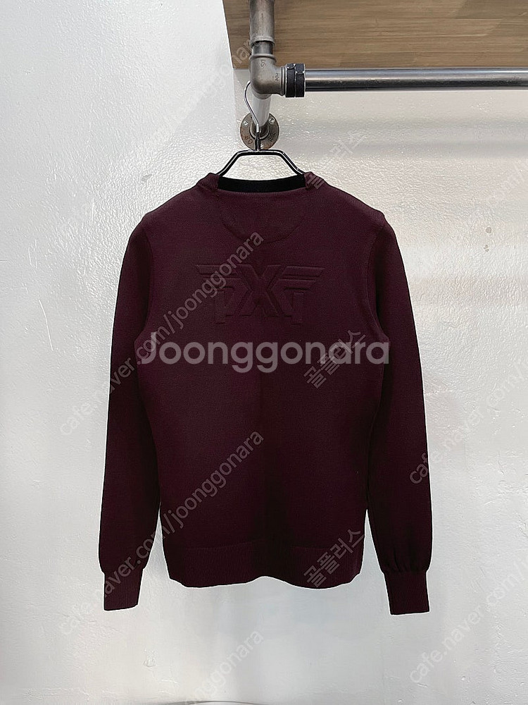 [새제품](44/xs) pxg 버건디 밑단 트임 크루넥...--2