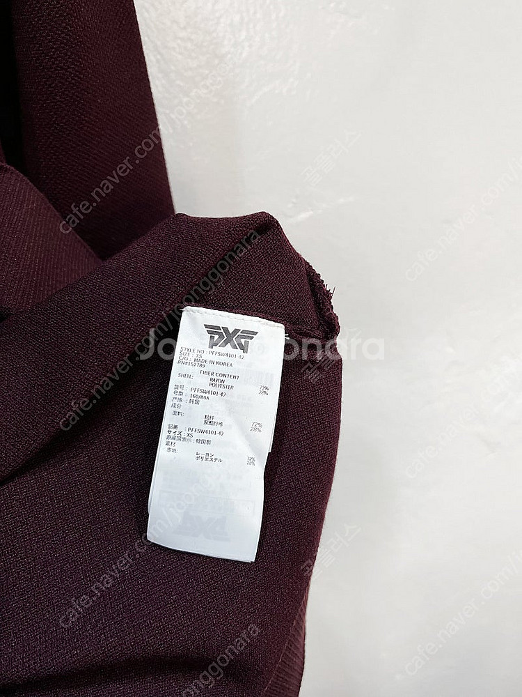 [새제품](44/xs) pxg 버건디 밑단 트임 크루넥...--4
