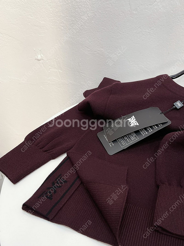 [새제품](44/xs) pxg 버건디 밑단 트임 크루넥...--7