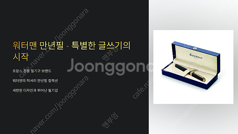 워터맨 익셉션 슬림 디럭스 메탈 골드 GT 만년필 F촉--0