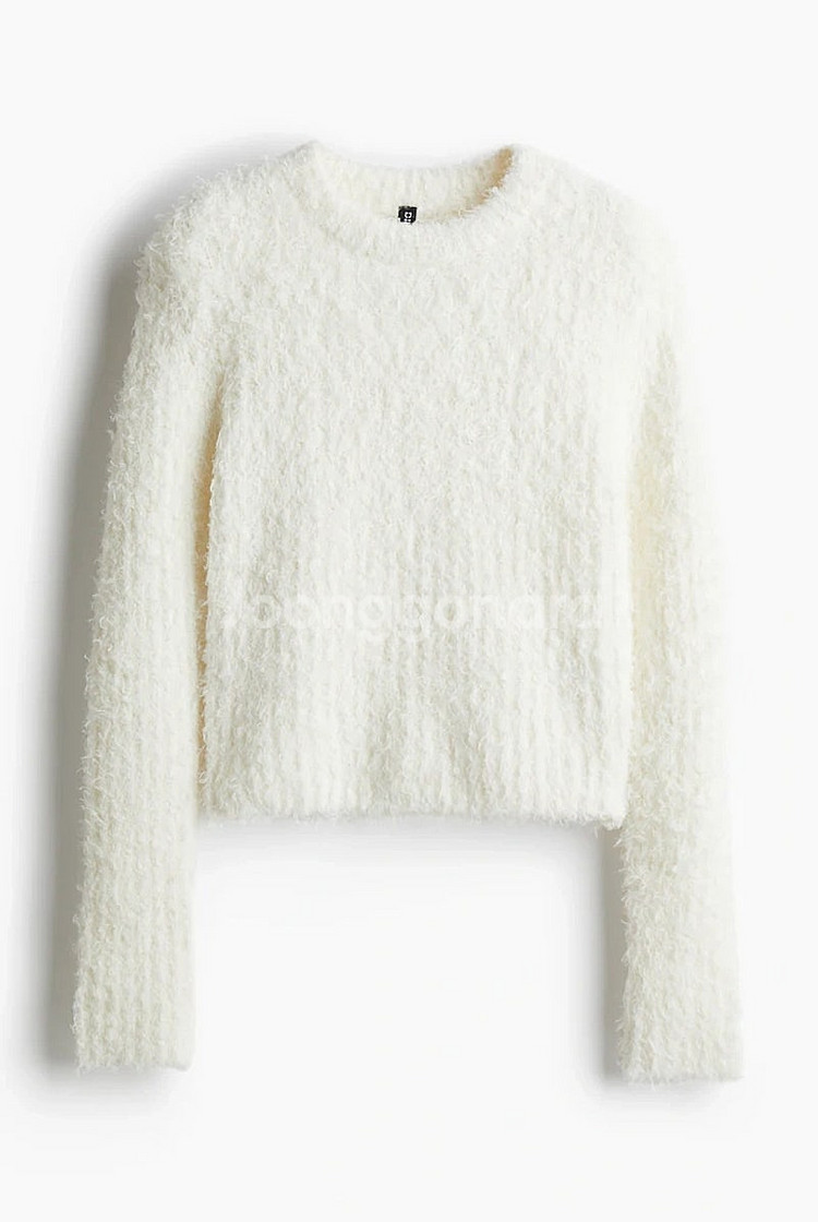 새상품)H&M 화이트 여자 풀오버 플러피 니트 스웨터 ...--4