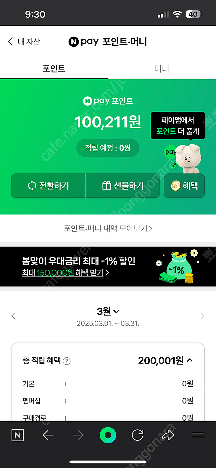 네이버페이 포인트 10만원--0