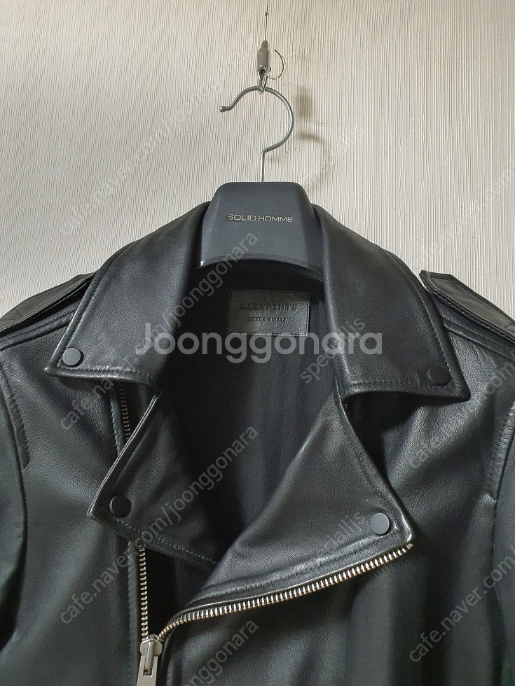 올세인츠 남성 allsaints 카하와 레더 바이커 자...--4