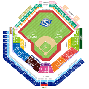 4월 5일 (토) 삼성 라이온즈 vs 한화이글스 중앙스카이상단석 10구역 4연석 통로석