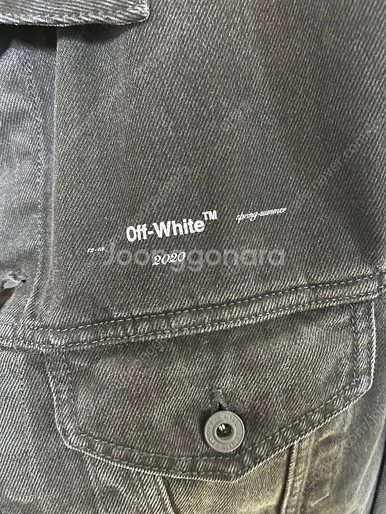 오프화이트 OFF WHITE 블랙 워싱 데님 자켓 XL...--6