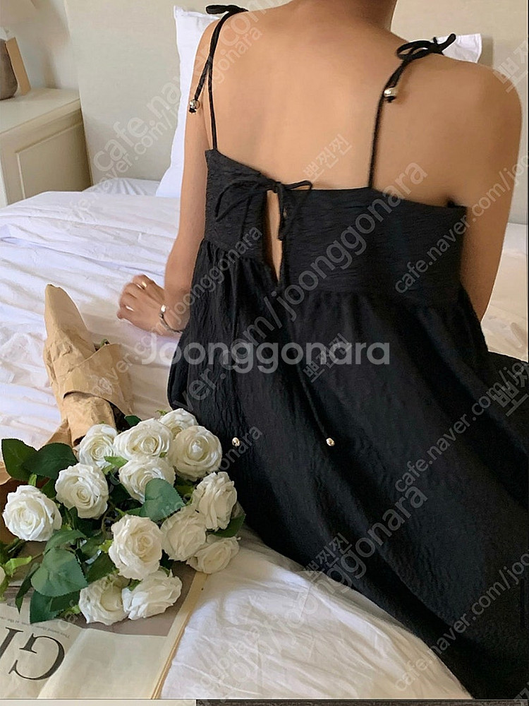 드랑<가가> 자카드스트링드레스_ 블랙--4