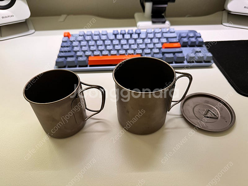 캠핑용 백패킹용 티타늄 컵 450ml + 300ml--0