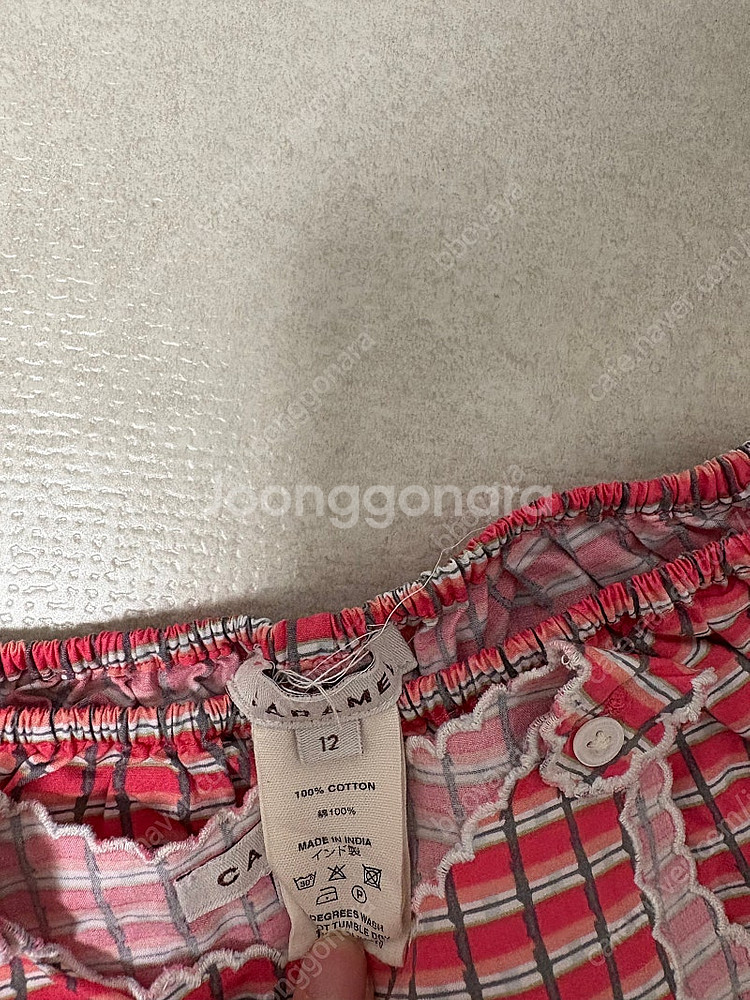 카라멜 여아 상하세트 바디수트 체크 꽃무늬--5
