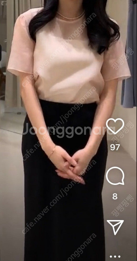 시에 sie 페일 시어 블라우스 글로시 핑크 s--1